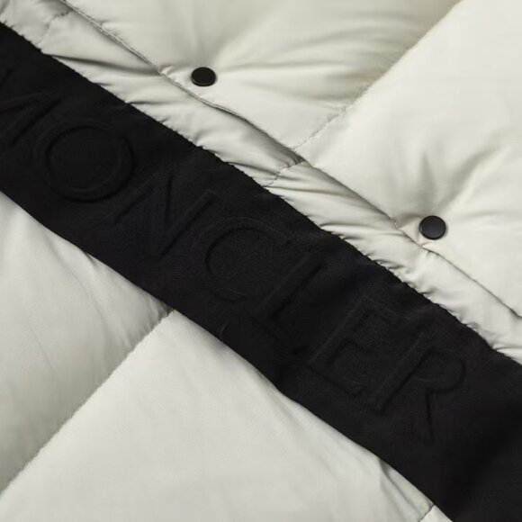 Moncler Color-Block Hooded Down Jacket | Light Gray & Black Puffer Coat - Picture 9 of 9